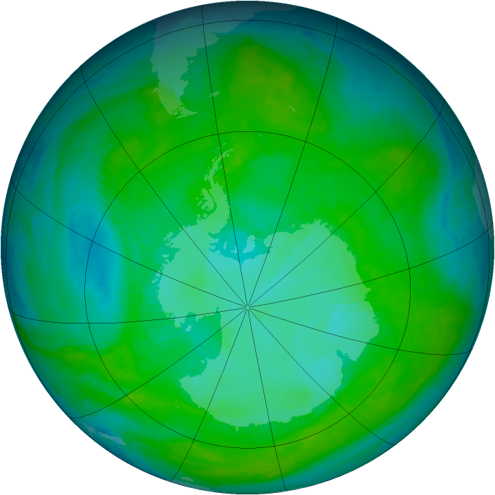 Antarctic ozone map for 23 December 2000